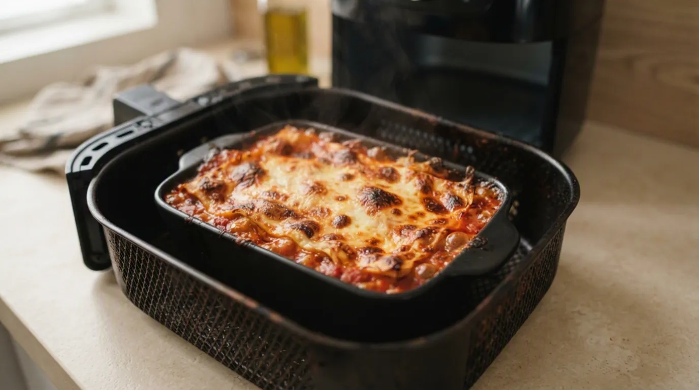 Stouffer's Lasagna cooked in an air fryer