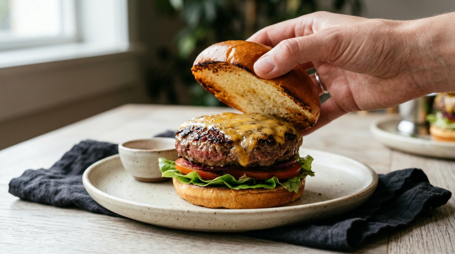 Air fryer beef burgers